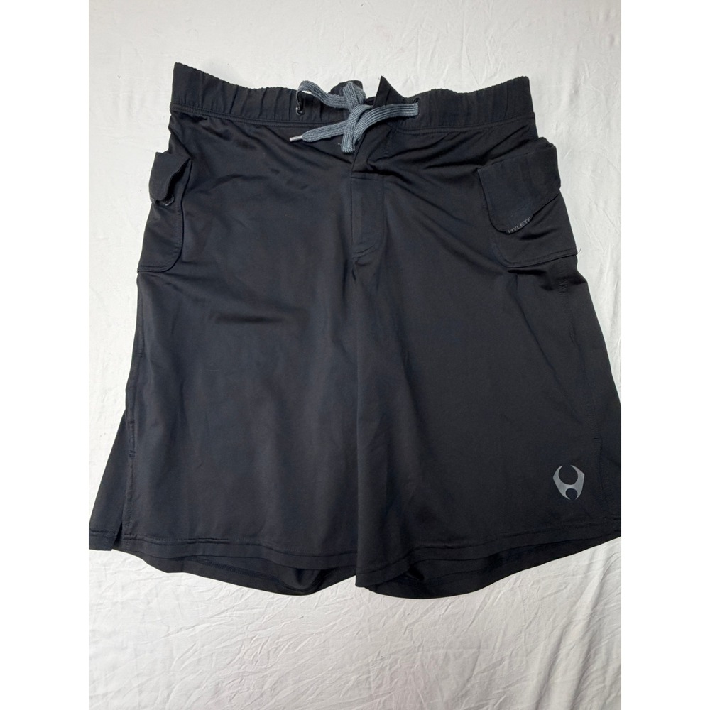 Hylete Mens Black Athletic Training Cargo Shorts Small Drawstring Gym Workout